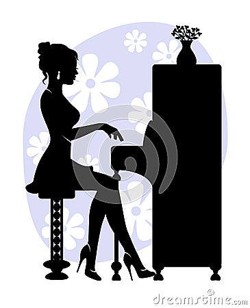 Woman playing piano Vector Illustration