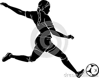 Woman Playing Soccer Vector Illustration