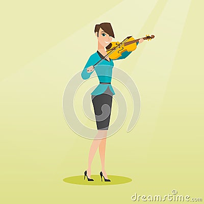 Woman playing the violin vector illustration. Vector Illustration