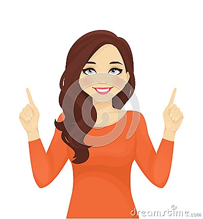 Woman pointing up Vector Illustration