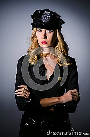 Woman police in concept Stock Photo