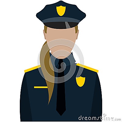 Woman police officer portrait isolated on white background Vector Illustration