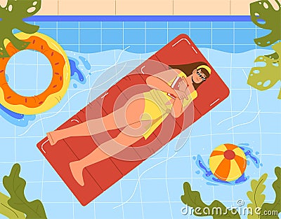 Woman on pool float vector concept Vector Illustration