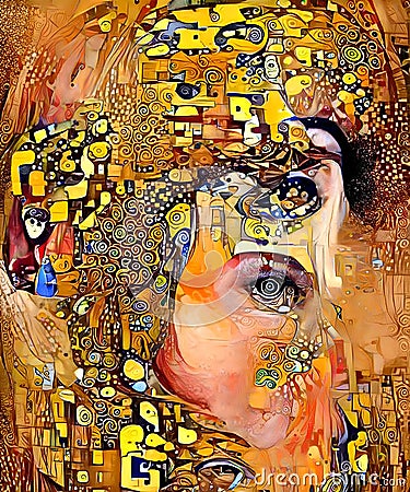 Woman portrait according to Gustav Klimt Stock Photo
