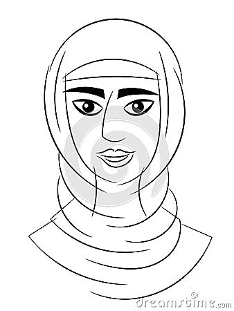 Woman portrait arabic head isolated Vector Illustration