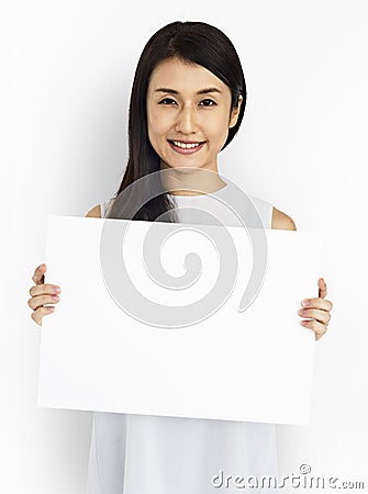 Woman Portrait Copy Space Studio Background Concept Stock Photo