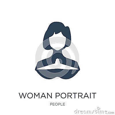 woman portrait icon in trendy design style. woman portrait icon isolated on white background. woman portrait vector icon simple Vector Illustration