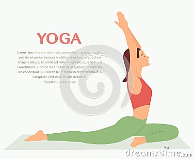 Woman doing yoga, pigeon kapotasana Vector Illustration Vector Illustration