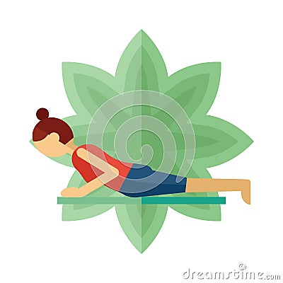 woman practicing yoga in four-limbed staff pose. Vector illustration decorative design Vector Illustration