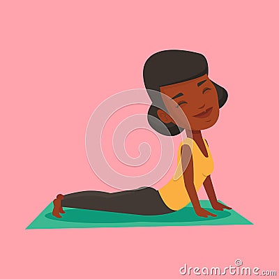 Woman practicing yoga upward dog pose. Vector Illustration