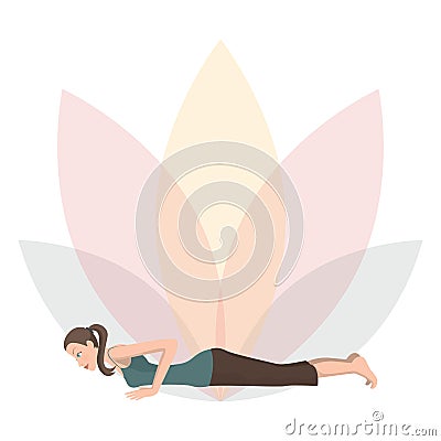 woman practising yoga in four-limbed staff pose. Vector illustration decorative design Vector Illustration