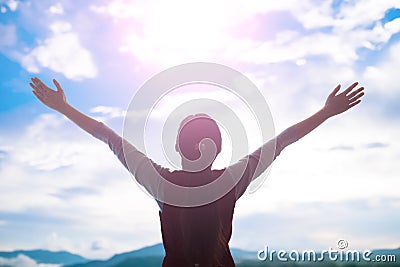 Woman pray pious Stock Photo