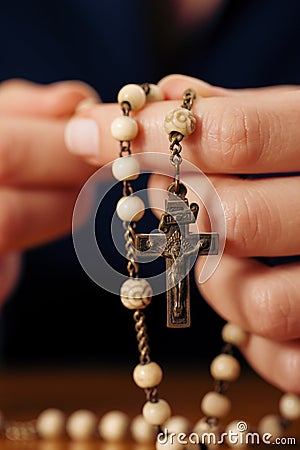 Woman Praying With Rosary To God Royalty Free Stock Image 