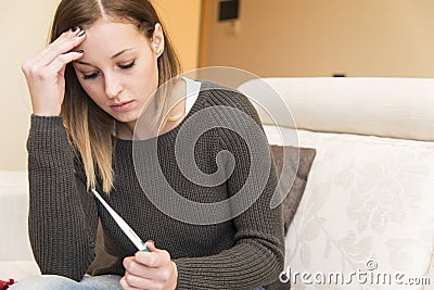 Woman pregnancy test Stock Photo