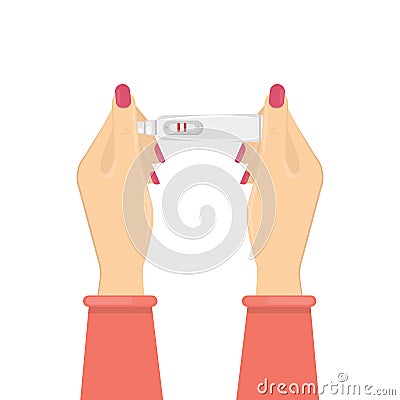 Woman with pregnancy test. Vector Illustration