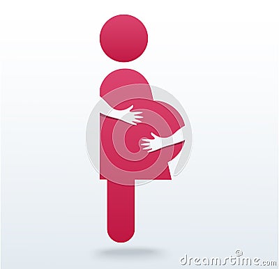 Woman pregnant icon with hands hugging vector Vector Illustration