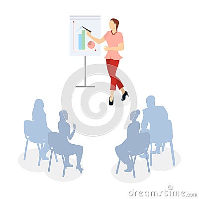 Woman with presentation. Vector Illustration