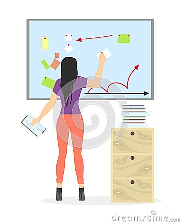 Woman with presentation. Vector Illustration