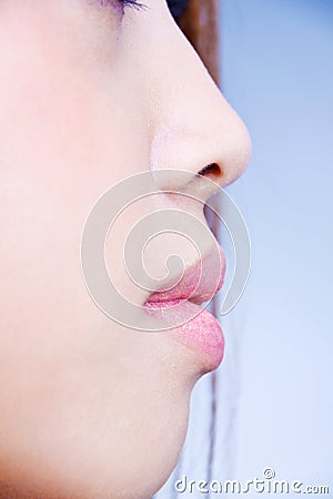 Woman profil with small nose an sensual lips Stock Photo