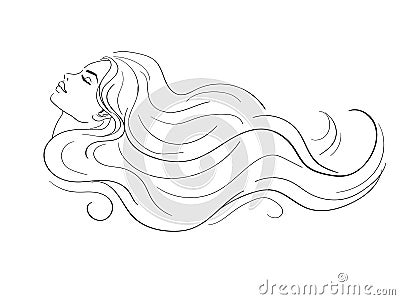 Woman profile with long hair Vector Illustration