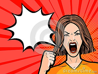 Woman protesting fist. Protest, opposition, revolution concept. Vector illustration Vector Illustration