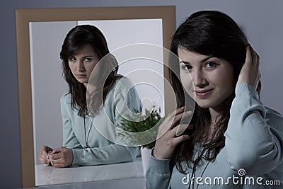 Woman with psychiatric disorder Stock Photo