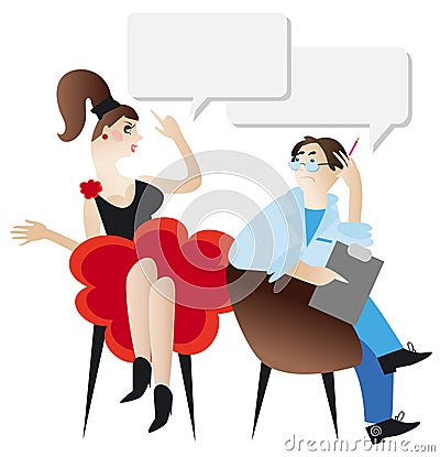 Woman and psychologist. Vector Illustration