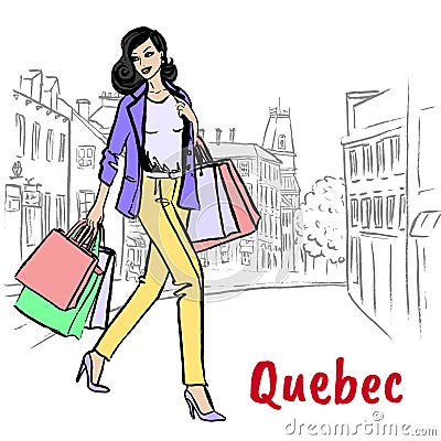 Woman in Quebec Vector Illustration