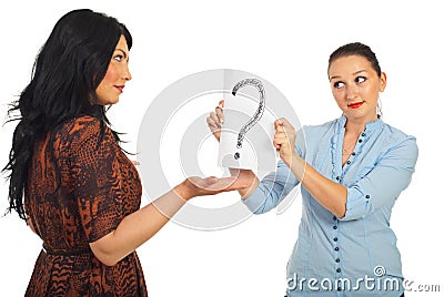 Woman questioning her friend Stock Photo