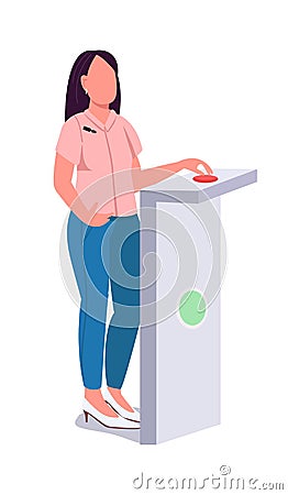 Woman at quiz show semi flat color vector character Vector Illustration