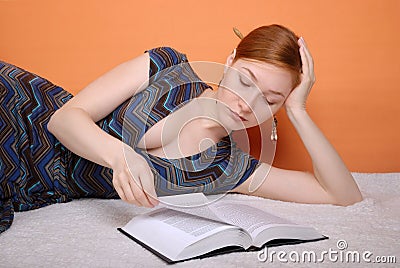 Woman reading the book Stock Photo