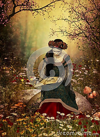 A Woman Reading a Book Stock Photo