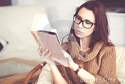 Woman reading book Stock Photo