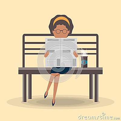 Woman reading the newspaper Vector Illustration