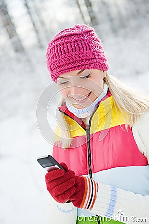 Woman reading sms Stock Photo