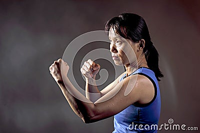 Woman in ready position. Stock Photo