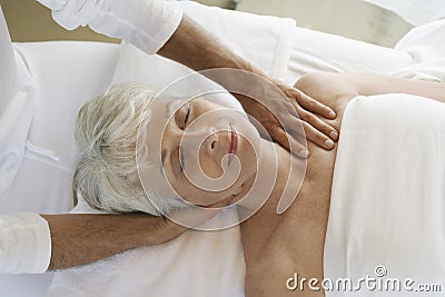 Woman Receiving Massage Stock Photo