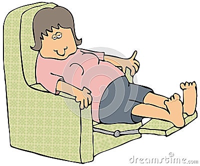 Woman On A Recliner Cartoon Illustration