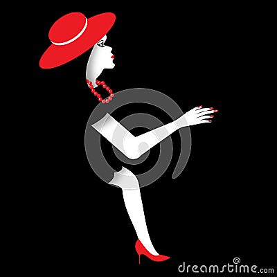 Woman in Red and Black Cartoon Illustration