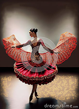 woman in red dancing flamengo Stock Photo