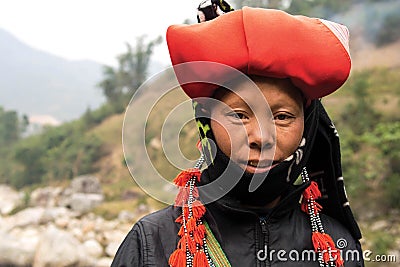 Woman from Red Dao Minority Group in Sapa, Vietnam Stock Photo