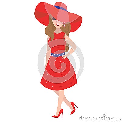 Woman in the red dress. Vector Illustration Stock Photo