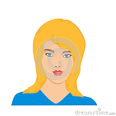 Woman with red lips Cartoon Illustration