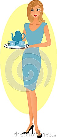 Woman with refreshment Vector Illustration