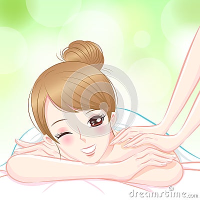 Woman relax massage Vector Illustration