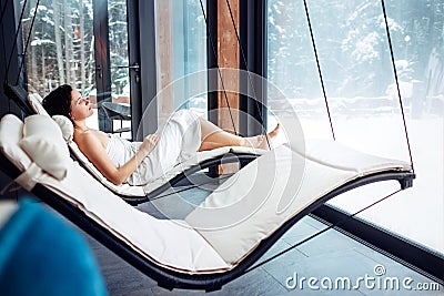 Woman relax in welness zone Stock Photo