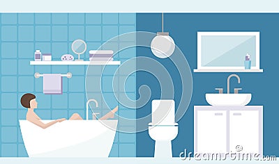 Woman relaxing in the bathroom Vector Illustration