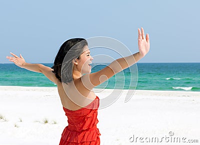 Woman Relaxing on a Beach Stock Photo