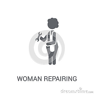 Woman Repairing icon. Trendy Woman Repairing logo concept on white background from Ladies collection Vector Illustration