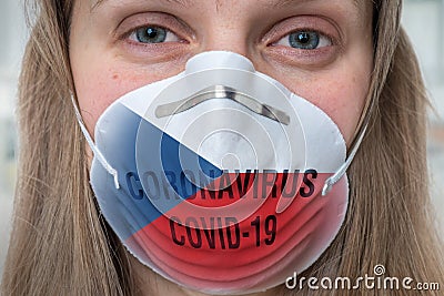 Woman with respirator mask -, MERS, SARS conce Stock Photo